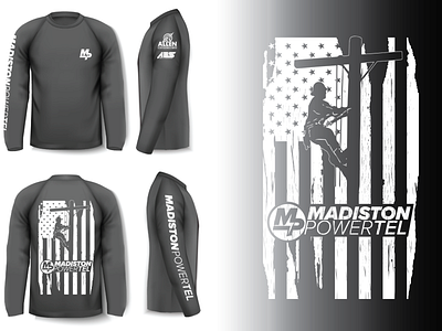 Madiston Long apparel branding design electric flag icon illustration lightning lineman logo patriotic shirt telecom tennessee