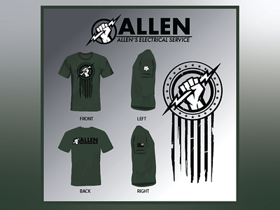 Allen Electric Shirt apparel branding design electric green icon illustration lightning logo military patriotic shirt tennessee