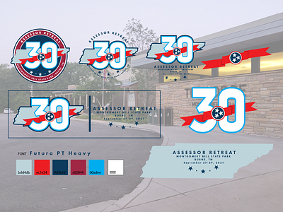 Assessor Retreat 2021 30 anniversary apparel banner blue branding conference design icon illustration logo red ribbon state tennessee typography ui usa ux vector