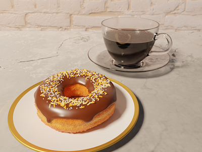 Donut + Coffee 3d 3ddesign blender blender3d blender3dart coffee coffee cup donut