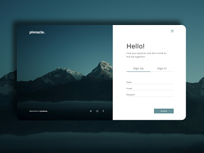 SignUp page - Pinnacle