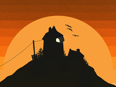 House on the hill house photoshop silhouette sunset