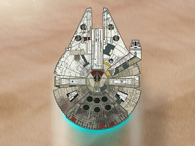 Millennium Falcon - The Force Awakens design han solo jj abrams millennium falcon photoshop poster star wars tatooine the force awakens