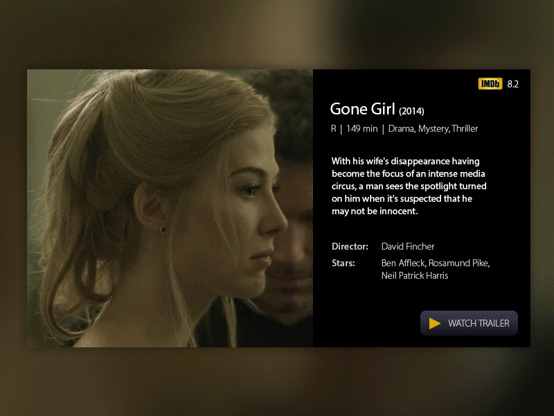 Movie Cards design film flat imdb movies photos trailer ui watch widget