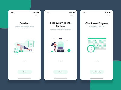 Onboarding Screens of HEALTHO gym and fitness App adobe xd android dribbble gym ios