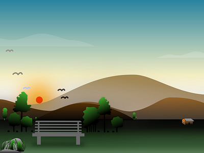 Sunrise Landscape Fully Vector illustration landscapes natural view sunrise