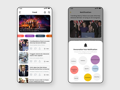 News Feed and personalize Notification UI