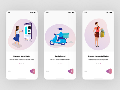 e-Commerce Onbording Screens adobe xd android apple design e commerce illustration ios online shopping ux ui