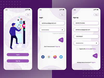 Login and Sign Up Screens for e-Commerce adobe xd android app apple design e commerce ios online shopping ui ux ui