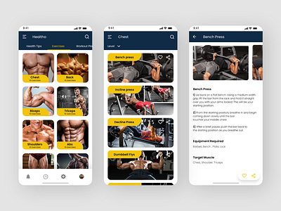 Healtho workout flow adobe xd android app design fitness gym ios ux ui