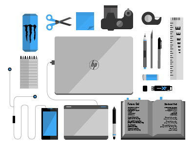 My Design Tools! android designer desk devices e-scale flat illustration shadows tech tools vector