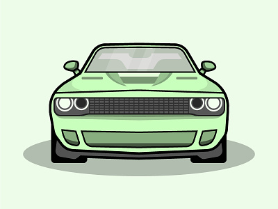 Dodge Challenger car challenger dodge green illustration lines
