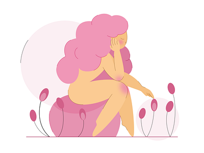Girl with pink flowers 2d branding character design design figma flowers girl girl character illustration pink vector