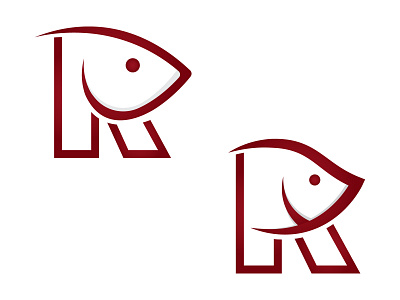 R Monogram Logo design fish minimalist monogram logo