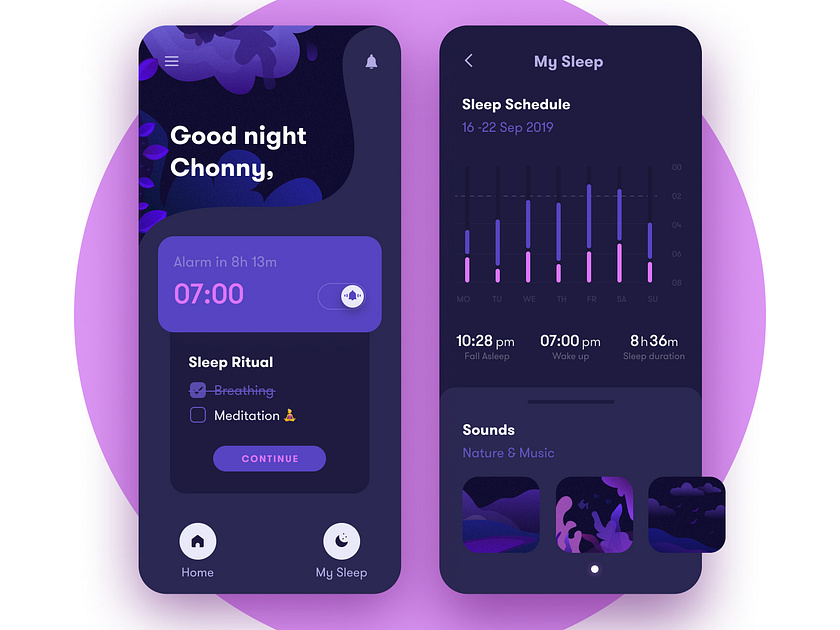 Sleep Tracking App 🌜 by Chonny Iamsrithong for Craft Fig. on Dribbble