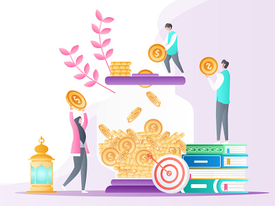 Donate And Charity in Month of Ramadan Flat Illustration Concept app branding character charity donation eid mubarak illustration logo people ramadan social template ui ux website