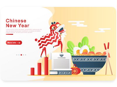 Flat Design Illustration of Happy Chinese New Year app banner cartoon character chinese new year design element flat header homepage icon illustration landing logo page people ui ux vector website