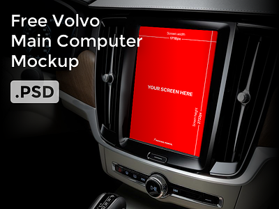 Free Volvo S90 Main Computer Mockup PSD File download file free mockup psd screen volvo