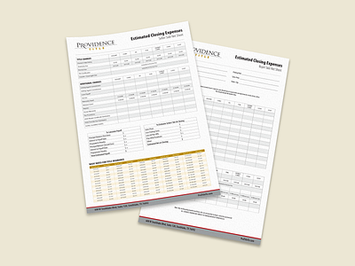 Estimated Closing Expenses - PRT branding composition design form form design graphic design handout indesign layout layout design marketing collateral one sheet one sheeter photoshop print print design sales collateral