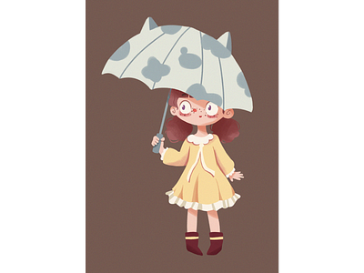 Umbrella girl character design illustration 人物 插图 设计