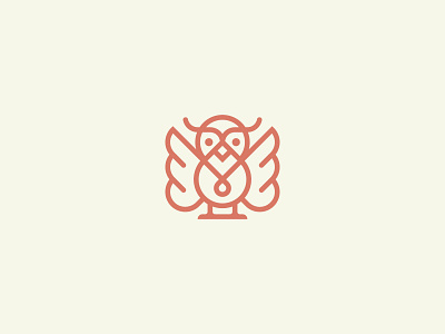 Minimalist Owl Logo abstract bird brand brand and identity branding knowledge line liner logo minimilist monoline nature night owl premade logos smart tech technology trendy wing