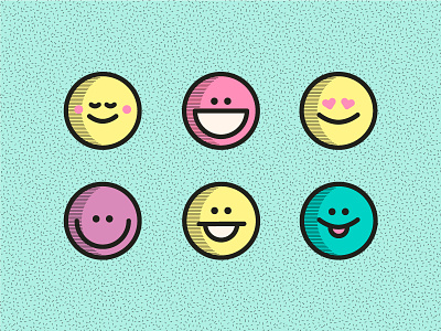 Set of happy emojis 90s emoji emojis face glad happy heart smile style