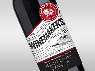 Zonin Winemaker's Collection branding illustration lineart packaging typography art wine label