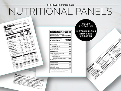 Nutrition Facts Panel Templates added sugar back panel calories design editable food labels graphic design graphic template nfp nutrition facts nutritional info packaging packaging design product labels protein sfp supplement facts templates typography vector