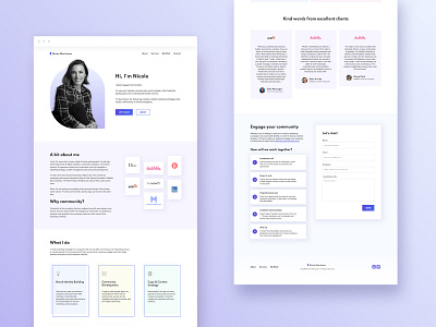 Landing Page Design for Marketing & Community Freelancer agency landing page agency website community community manager flat design freelance freelancer landing page marketing marketing agency marketing site portoflio ux ux design web design webdesign webflow webflow website website design
