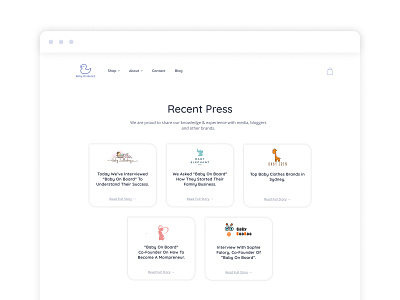 'Baby on Board' eCommerce site - Recent Press babies baby baby clothes ecommerce ecommerce design ecommerce shop fashion online shop online shopping online store press press page shopify shopify store web design webdesign website