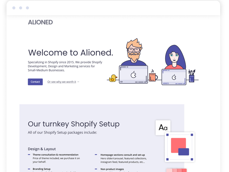 Shopify Setup Page Design for a Marketing and Web Design Agency agency landing page agency website branding design flat design flat illustration illustration landing page marketing agency pricing pricing page shopify shopify store static ui web agency web design web developer webdesign website