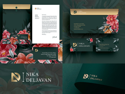 Nika Deljavan Boutique Branding boutique boutique branding boutique logo brand identity branding branding design businesscard clothing brand envelope fashion branding fashion businesscard fashion graphic fashion logo gold logo graphic design green logo letterhead logo luxury branding monogram