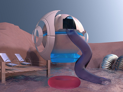 Some place in big world 3d c4d concept mars planet universe