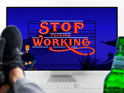 Clock Off - Stop fucking working apple balance dynamic wallpaper health life mac typography wallpaper wellbeing work