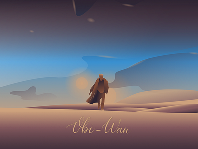 Obi-Wan Kenobi drawing flat illustration lettering obi wan star wars vector