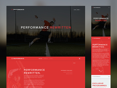 TRUFORMANCE homepage clean duotone home page landing page minimal sports typography web design website