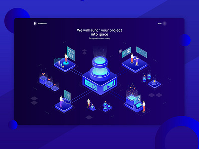 Website for "Brymonsoft". Isometric illustration