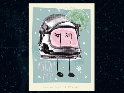 Poster for Amanda Palmer's song "Astronaut" collage gig poster graphic design handlettering illustration poster retro vintage