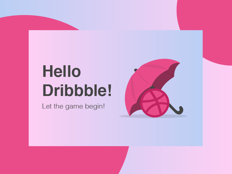 Hello Dribbble! illustrator pink graphic flat vector design illustration debut shot