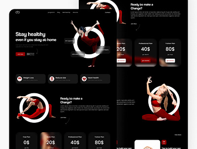 Yoga web design dark gym health meditation red sport ui web website yoga