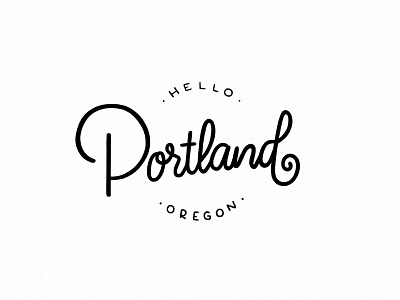 Hello Portland black and white hand-lettering lettering portland