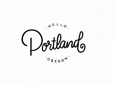 Hello Portland black and white hand lettering lettering portland