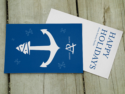 Armory Pacific Holiday Postcard anchor blue christmas minimal postcard snowflake tree