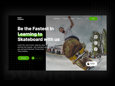 Skateboard Course Landingpage animation branding graphic design hero section landingpage ui