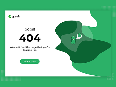 404 Gojek website 404 page 404notfound app design apps branding design figma figmadesign gojek illustration superapps uidesign ux design webdesign