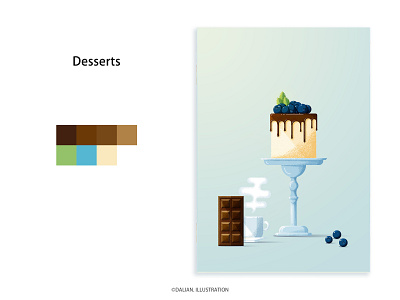 Desserts branding design flat illustration typography vector website