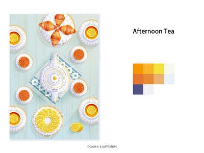 afternoon tea design flat illustration vector