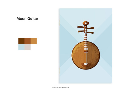 moon guitar branding design flat illustration logo typography vector website