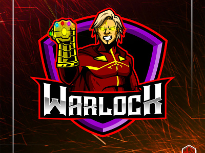 Adam Warlock with Infinity Gauntlet badge logo branding comic book art design esports esports logo flat design illustration infinity gauntlet logo marvel mascot logo tribute vector