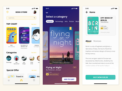 Book store application app books design flat minimal stores ui ux